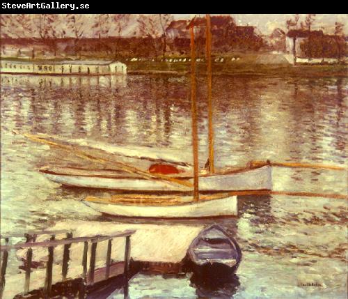 Gustave Caillebotte Voiliers au Mouillage sur la Seine, a Argenteuil